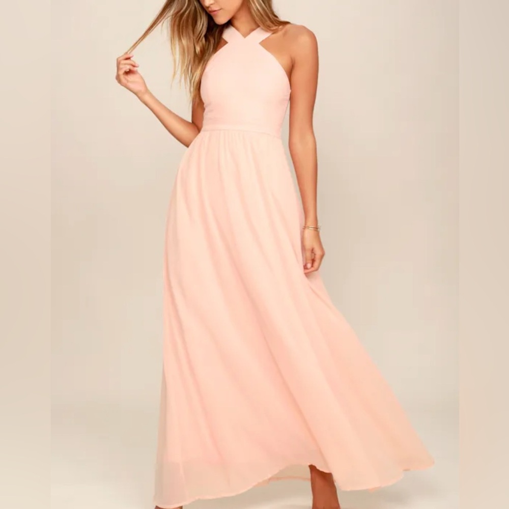 NWOT Lulu's Blush One Shoulder Maxi Dress